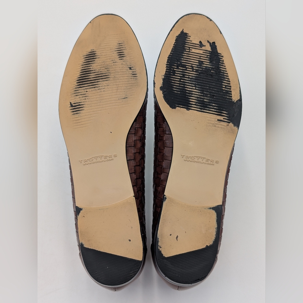 Trotters Women's US Size 8.5N / EU 39 Loafers Brown Woven Leather Uppers Flats - Picture 15 of 17